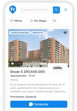 Aplicación de Fincaraíz en un teléfono